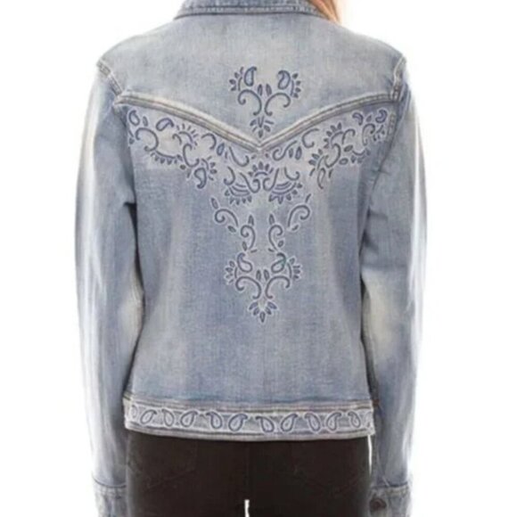 Scully Beaded Jean Jacket Medium Southwest Western - Picture 1 of 15